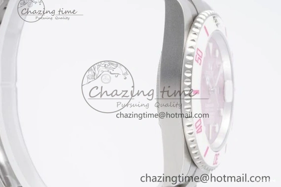 MiroTime 0104 Submariner Sandblasted DIWF Best Edition White Bezel Pink Dial Dial on SS Bracelet VR TravelReady 2066
